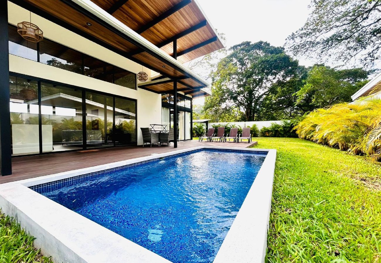 Private pool at Jabillo next to the terrace and garden near Puerto Viejo
